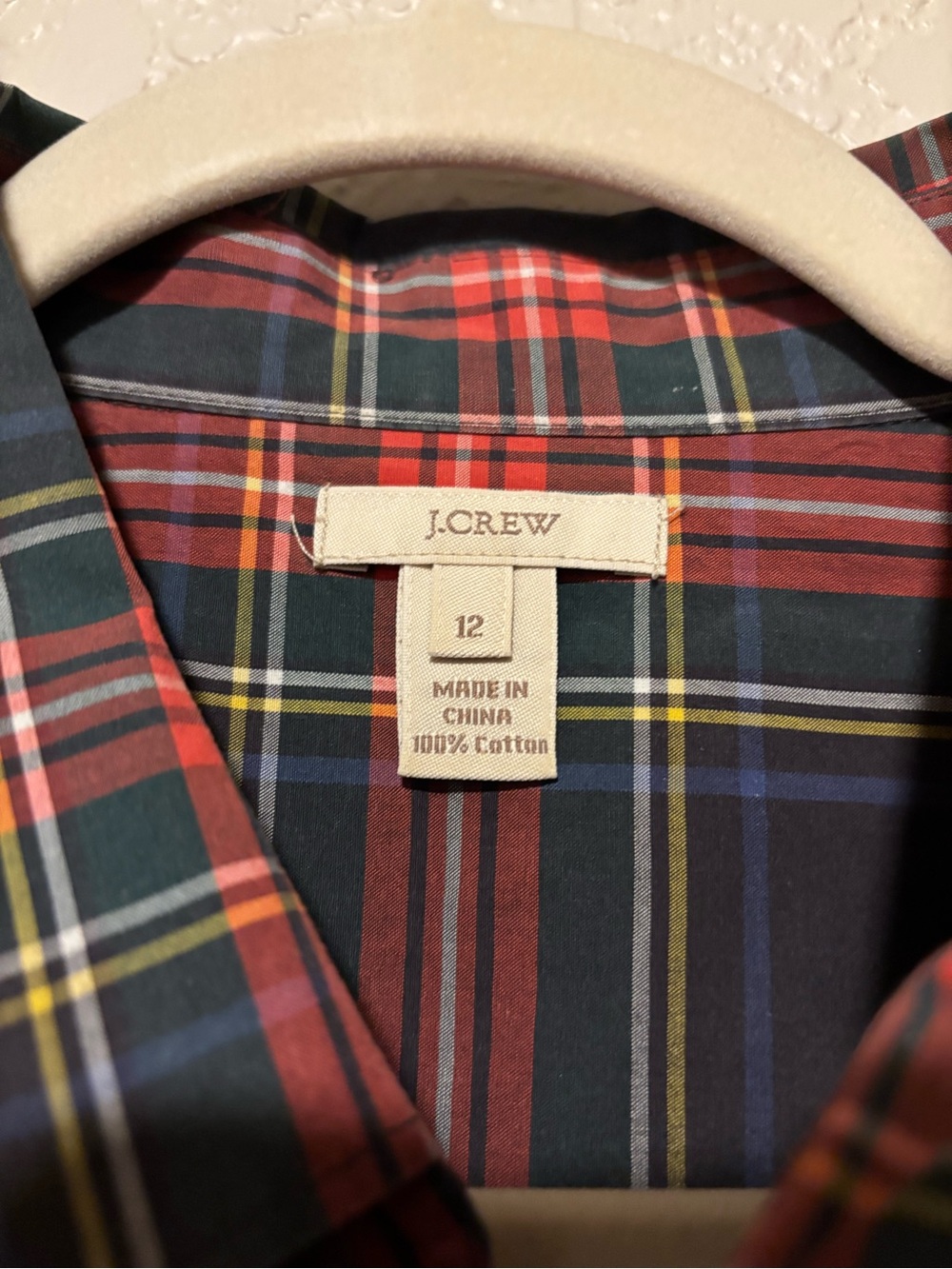 J. Crew Plaid Button-Down Shirt in Red, Navy and Green